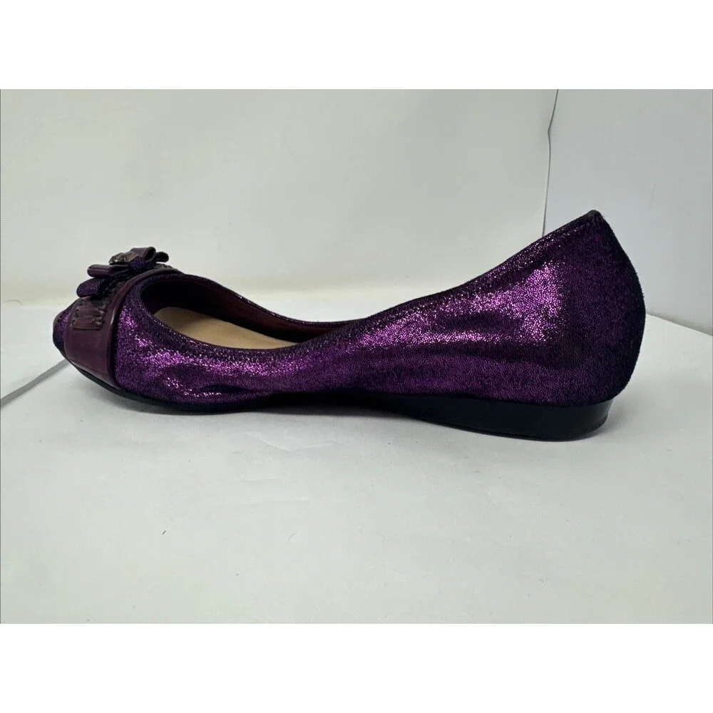 Cole Haan Janelle OT.Ballet Open Toe Leather Flats Masquerade SZ 8 B Purple